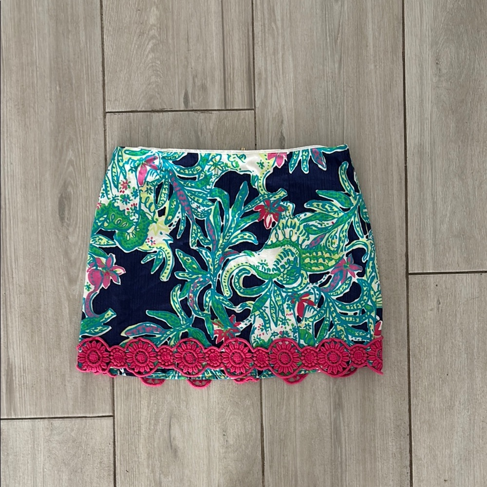 Lilly Pulitzer Floral Green and Pink Skirt